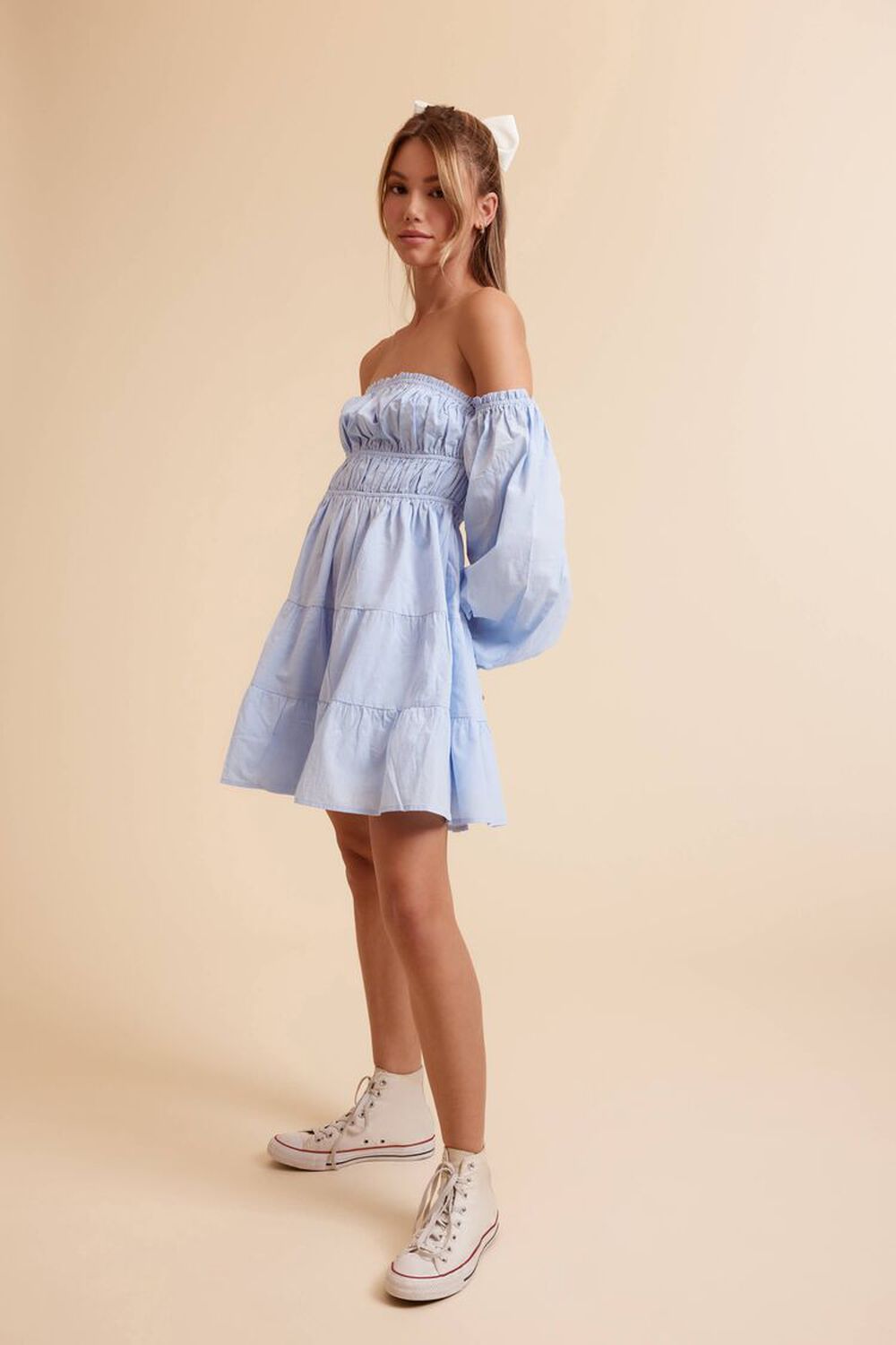 Off-the-Shoulder Babydoll Mini Dress